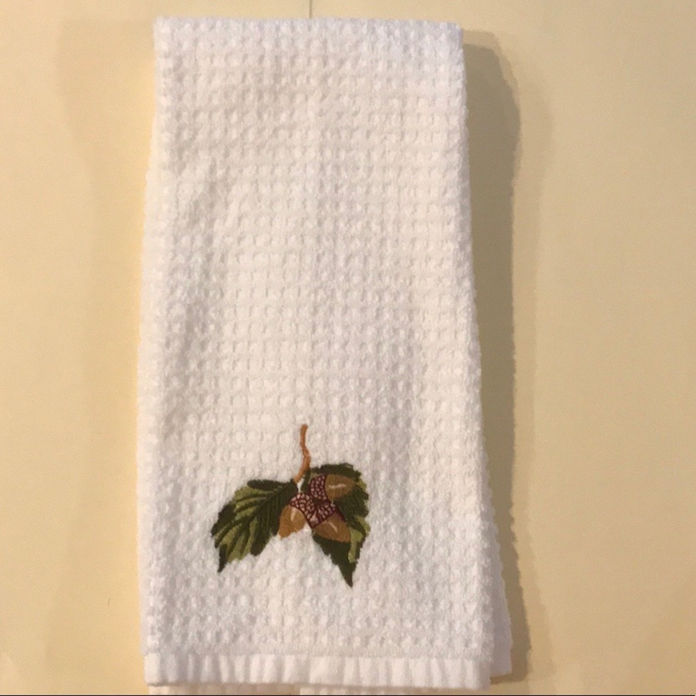 Embroidered Acorn Kitchen Towel